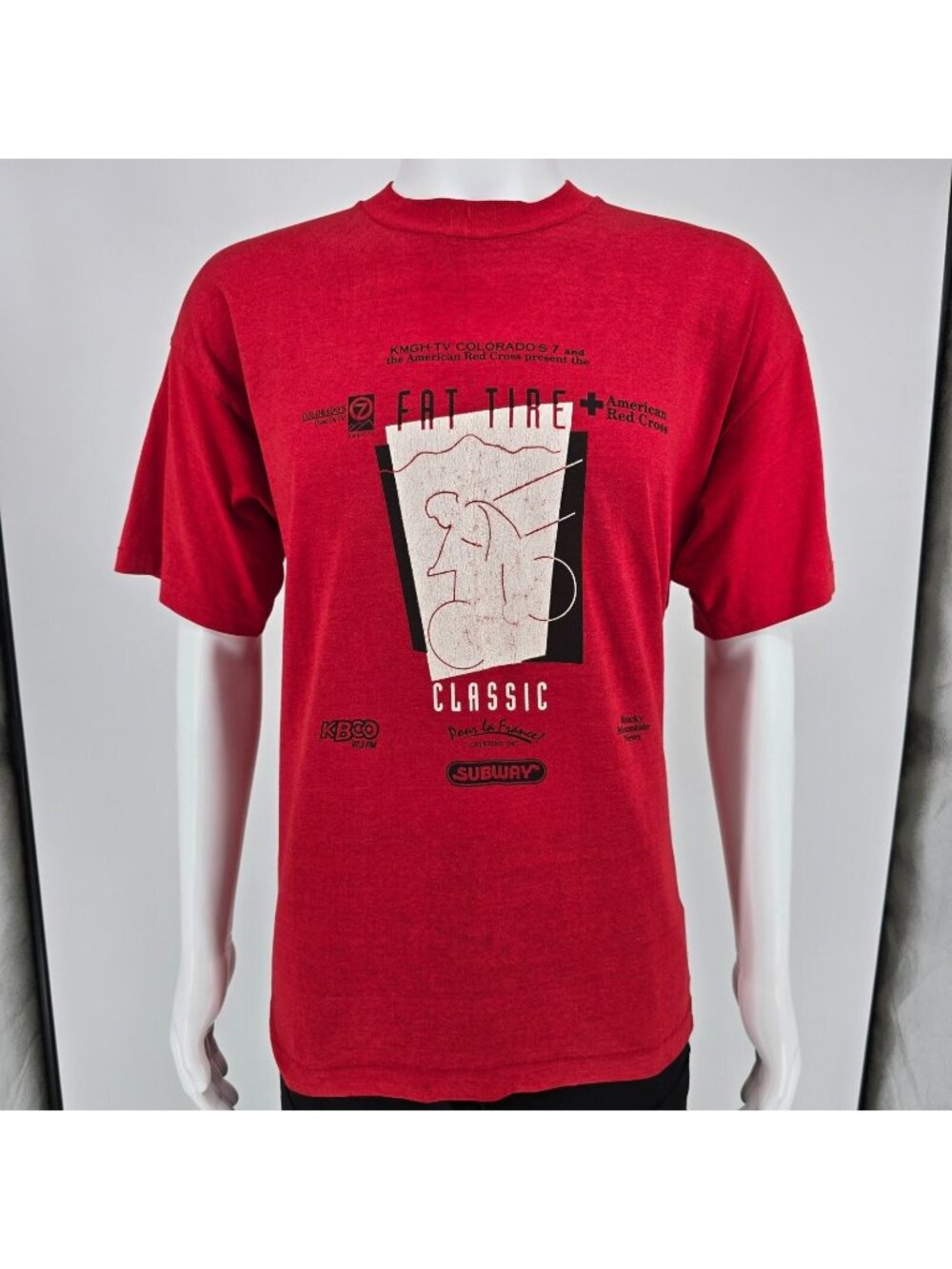 Vintage 1990s Colorado Fat Tire Classic Bike Race Red Cross Volunteer T-Shirt XL